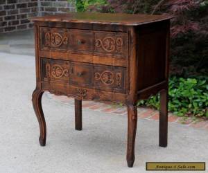 Item Antique French Oak Rococo Serpentine 2-Drawer Chest End Table Nightstand PETITE for Sale