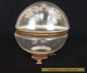 Item Antique Victorian Art Glass Oval Egg Shaped Hinged Box Enamel Decoration for Sale