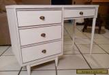 Vintage Mid Century Desk 1950 "4 Drawers" Rustic White Wood Shabby Chic for Sale