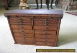 Small Antique Oak/Ash Cabinet w/ 19 Drawers and Original Brass Knobs for Sale