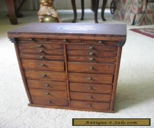 Small Antique Oak/Ash Cabinet w/ 19 Drawers and Original Brass Knobs for Sale