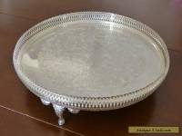 MINT! VINTAGE SILVER PLATE FOOTED GALLERY SERVING TRAY!