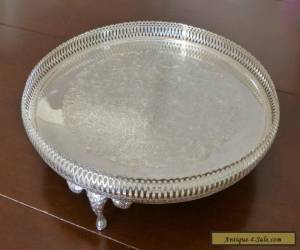 Item MINT! VINTAGE SILVER PLATE FOOTED GALLERY SERVING TRAY! for Sale