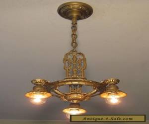 Item Professionally Restored Antique Three Light Fixture with Gorgeous Details for Sale