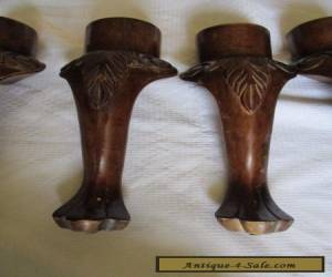 Item SET OF 4 ANTIQUE VINTAGE SOLID WOOD LIONS FOOT TABLE LEGS SALVAGE REFURBISH  for Sale