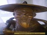 vintage wooden carved fisherman large