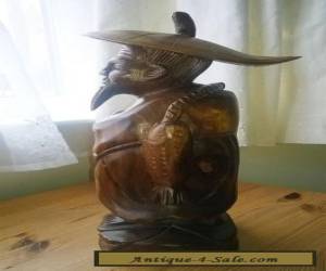 Item vintage wooden carved fisherman large for Sale