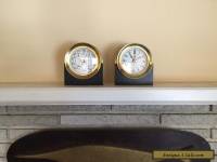 Vintage Chelsea Boat Ship's Clock And Barometer Set & Stands Heavy Solid Brass