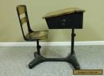 ANTIQUE VINTAGE STUDENT (CHILD'S) ADJUSTABLE SCHOOL DESK  CHAIR & BACK for Sale