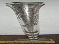Art Nouveau Sterling Silver Overlay Bud Vase 10" tall