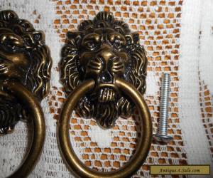 Item Brass Lion Head Door Pulls Dark Creepy Face Knob Set of 2 for Sale