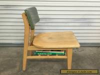 Mid Century Library Furniture Wood Chair With Book Shelf Office Vintage