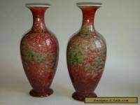 Pair Chinese Peach Bloom Porcelain Vases  