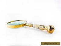 old mother pearl handle large vintage art antique brass magnifying glass MG 02