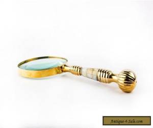 old mother pearl handle large vintage art antique brass magnifying glass MG 02 for Sale