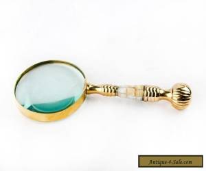 Item old mother pearl handle large vintage art antique brass magnifying glass MG 02 for Sale