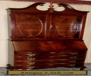 Item JASPER FLAME MAHOGANY SECRETARY Desk Lighted Cabinet #809 Claw Feet VINTAGE  for Sale