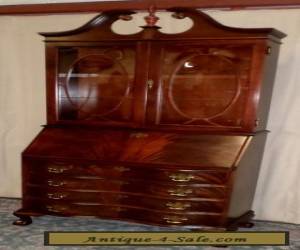 Item JASPER FLAME MAHOGANY SECRETARY Desk Lighted Cabinet #809 Claw Feet VINTAGE  for Sale