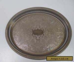 Item Old Silver Plated Large Serving Tray by M & R for Sale