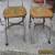 Set of 2 Vintage Heywood Wakefield Small Wood/Metal School Desk or Table Chairs for Sale