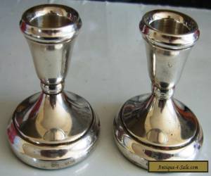 Item A FINE PAIR OF STERLING SILVER DWARF CANDLESTICKS BIRMINGHAM 1984 for Sale