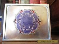 Rare Three Castles Cigarettes Antique Enamel Art Nouveau Silver Plate Box 