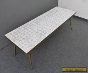 Vintage Mid Century Modern White Tile Mosaic Style Top Brass Legs COFFEE TABLE   for Sale