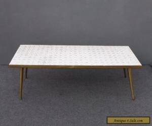 Item Vintage Mid Century Modern White Tile Mosaic Style Top Brass Legs COFFEE TABLE   for Sale