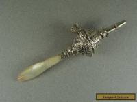 BEAUTIFUL 19th CENTURY ANTIQUE FRENCH STERLING SILVER BABIES RATTLE & WHISTLE