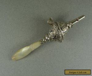 BEAUTIFUL 19th CENTURY ANTIQUE FRENCH STERLING SILVER BABIES RATTLE & WHISTLE for Sale