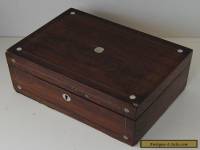 ROSEWOOD VENEERED INLAID WOODEN BOX VINTAGE WITH KEY RESTORATION PROJECT
