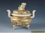 QUALITY Antique SATSUMA Koro CENSER Japanese Earthenware FOO DOG Incense Burner for Sale