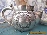 1880's Antique Silver Plate Shaving Mug Magnificent Engraving Atkin Brothers