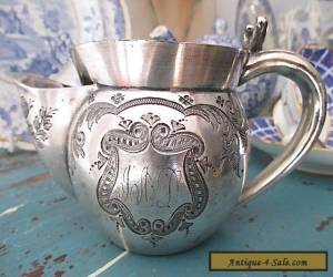 Item 1880's Antique Silver Plate Shaving Mug Magnificent Engraving Atkin Brothers for Sale