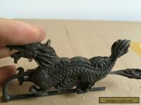 collectibles old china usable copper carved dragon shape lock and key hardware