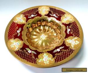 Item Large Ruby Red Gold & Enamel Centerpiece Bowl, Bohemian Czech, Stunning for Sale