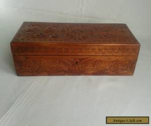 Hand Carved & Stained Wooden Box. for Sale