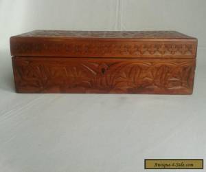 Item Hand Carved & Stained Wooden Box. for Sale