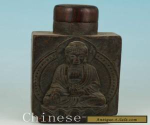 Item Chinese Tibetan Old Wooden Hand Carved Seated Buddha Statue Snuff Bottle Pot  for Sale