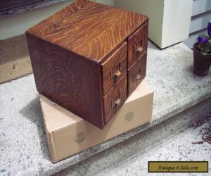 Item Antique BEAUTIFUL Tiger Oak 4 Drawer Library Card File Cabinet  for Sale