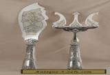 WOW! Vintage Embossed French Silver Plate Fish Serving Set - Fork & Slide/Server for Sale