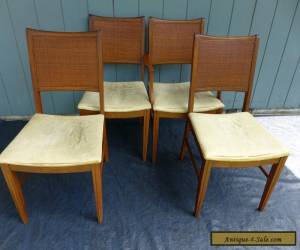 Item 4 Vintage Mid Century Modern Cane Back Dining Chairs Velvet Gold Seats Danish for Sale