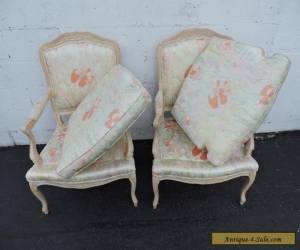 Item Pair of Vintage French Wide Living Room Side by Side Chairs 7544 for Sale