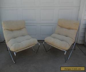 Awesome Vintage Mid Century Modern SLING CHAIR Set Don Julio w Chrome Frame for Sale