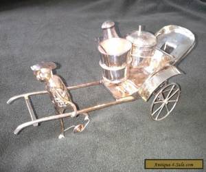 Item Antique Chinese Silver Cruet Set In The Form of Boy Pulling A Rickshaw for Sale