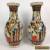 Unusual Pair Antique Chinese Crackle Glaze Vases- Vintage Hand Painted Art Deco for Sale