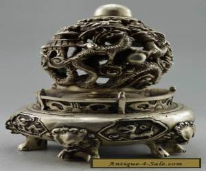 Collectible Decorated Handwork Tibet Silver Carve Dragon Ball Incense Burner for Sale