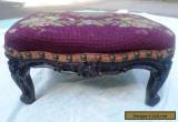 Antique Mahogany hand Carved Wood footstool needlepoint foot stool victorian  for Sale