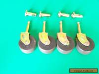 4 LOT WOODEN CASTERS WOOD CASTER  LARGE ANTIQUE STYLE  WITH INSERTS 