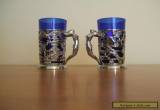 Pair of SILVER PLATE & GLASS GOBLETS/MUGS in Wooden Box. for Sale